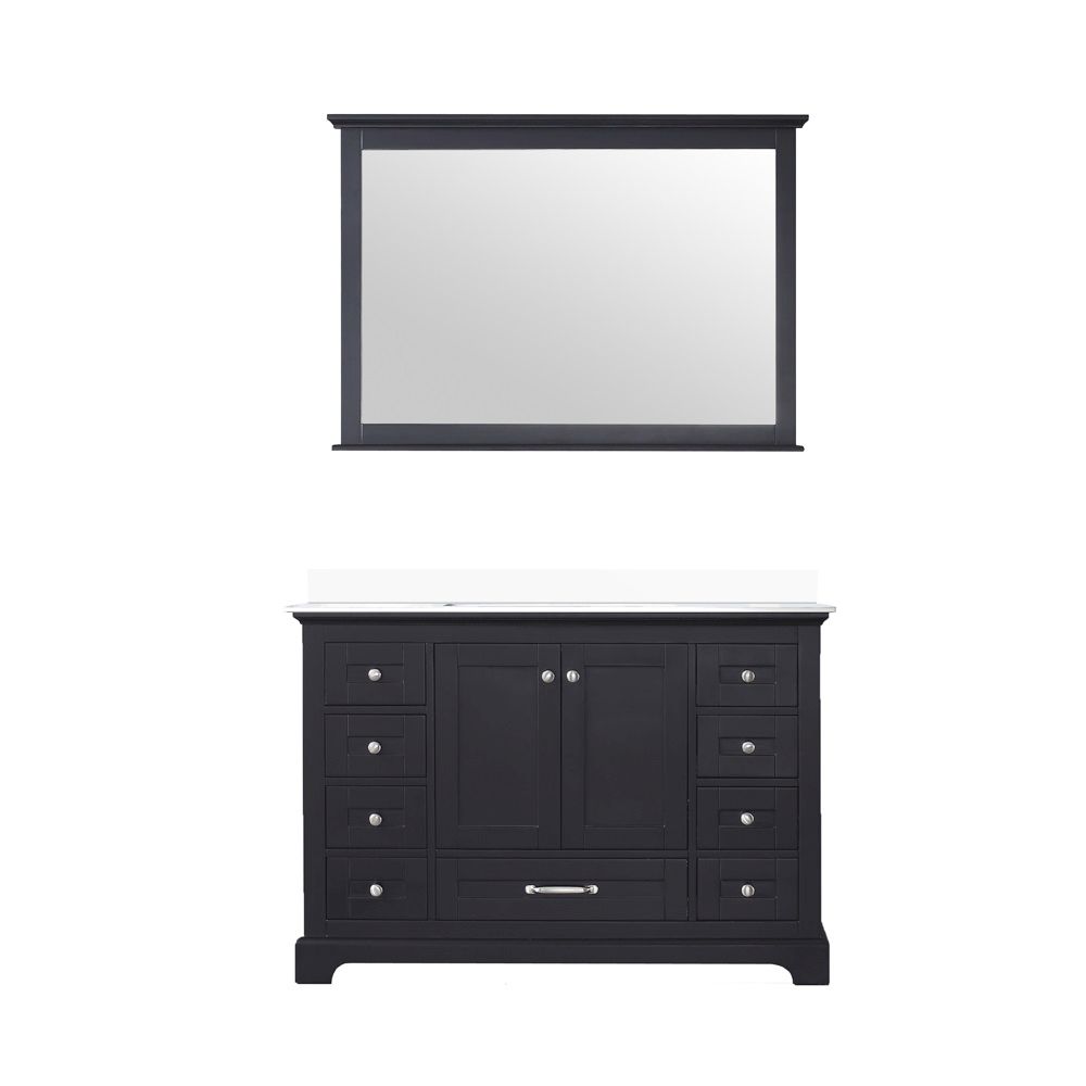 Dukes 48 in. W x 22 in. D Espresso Single Bath Vanity, White Quartz Top, and 46 in. Mirror