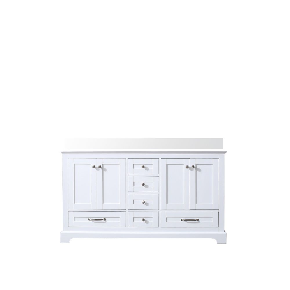 Dukes 60 in. W x 22 in. D White Double Bath Vanity and White Quartz Top