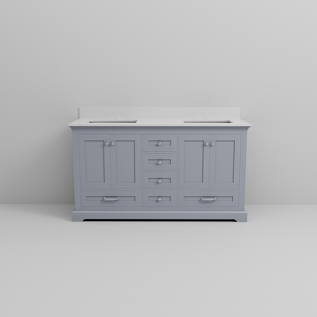 Dukes 60 in. W x 22 in. D Dark Grey Double Bath Vanity and White Quartz Top