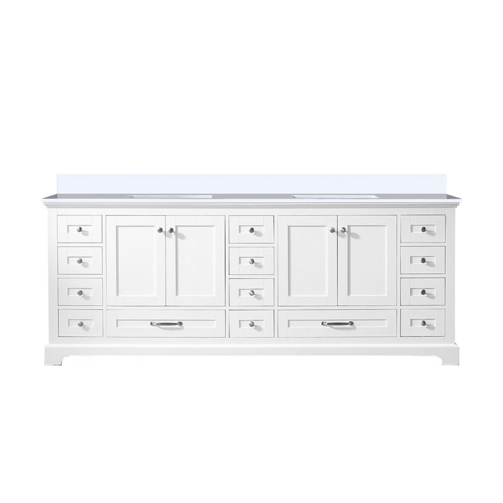 Dukes 84 in. W x 22 in. D White Double Bath Vanity and White Quartz Top
