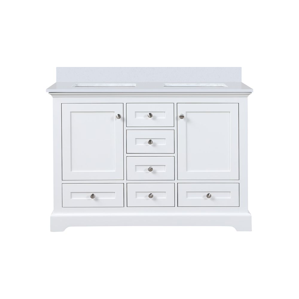 Dukes 48 in. W x 22 in. D White Double Bath Vanity and Cultured Marble Top