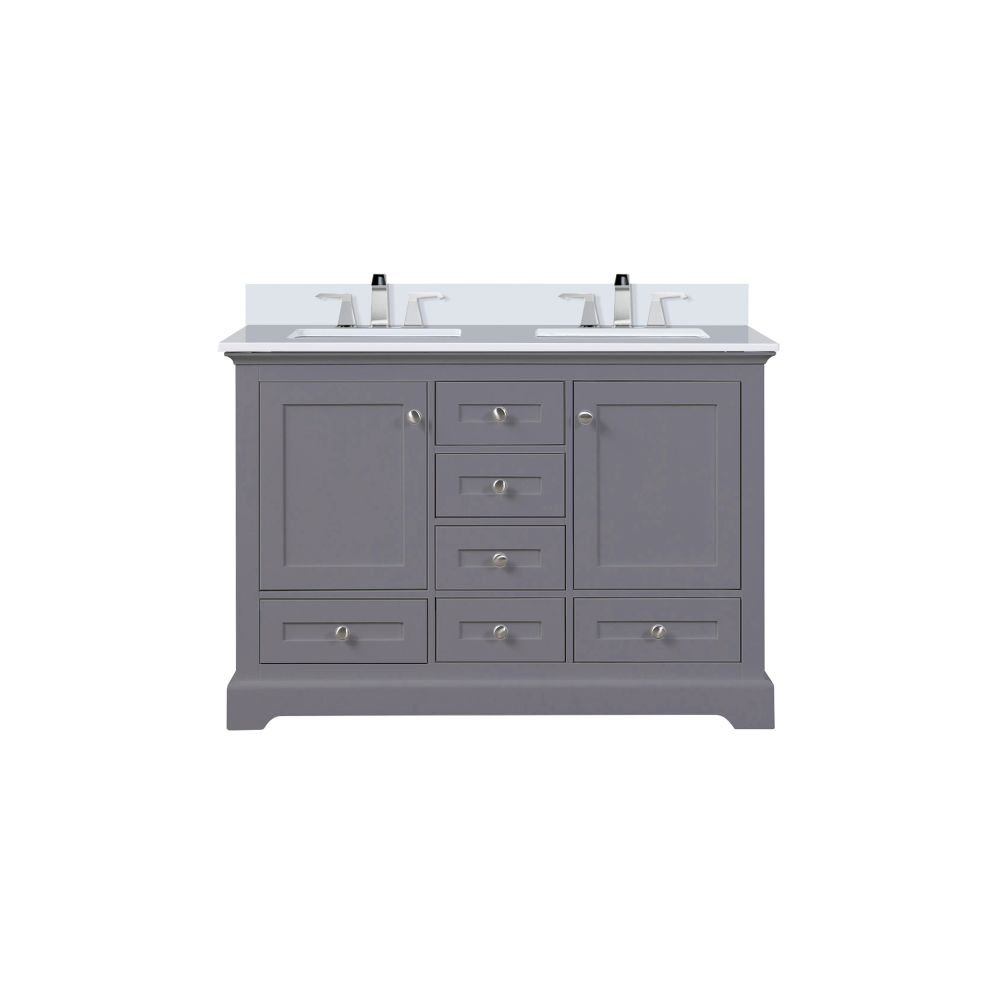 Dukes 48 in. W x 22 in. D Dark Grey Double Bath Vanity, Cultured Marble Top, and Faucet Set