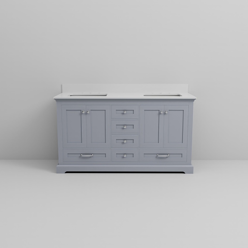 Dukes 60 in. W x 22 in. D Dark Grey Double Bath Vanity and Cultured Marble Top