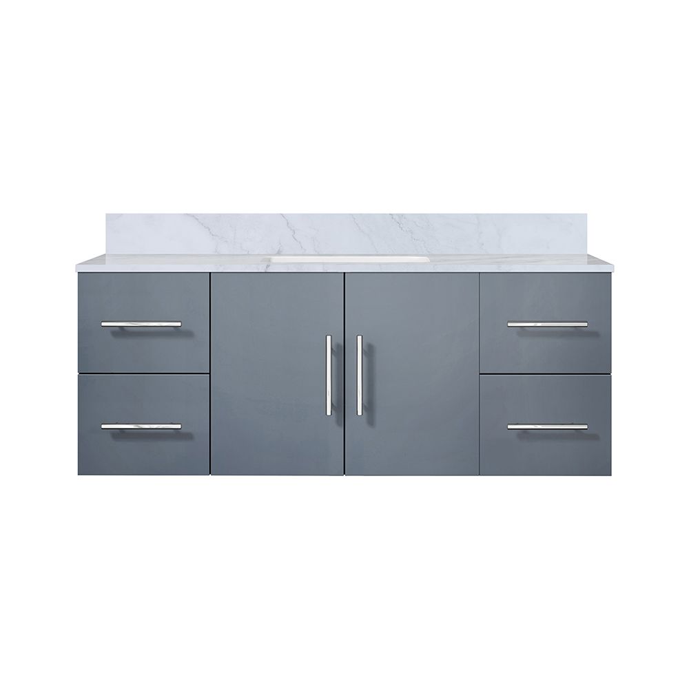 Geneva 48 in. W x 22 in. D Dark Grey Bath Vanity and Carrara Marble Top