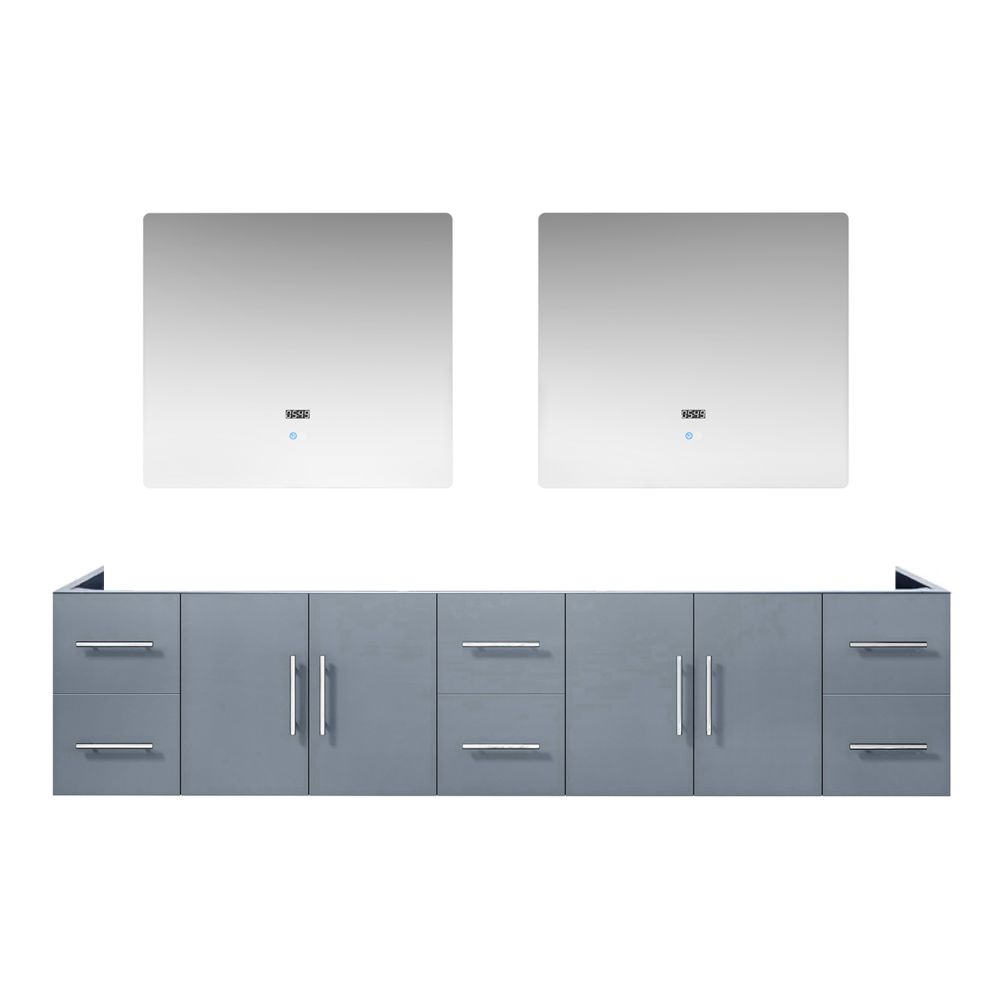 Geneva 84 in. W x 22 in. D Dark Grey Double Bath Vanity and 36 in. LED Mirrors