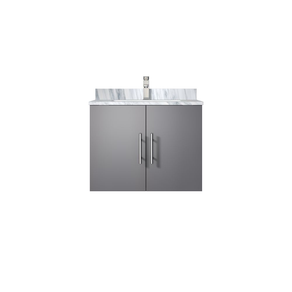 Geneva 24 in. W x 22 in. D Dark Grey Bath Vanity, Carrara Marble Top, and Faucet Set