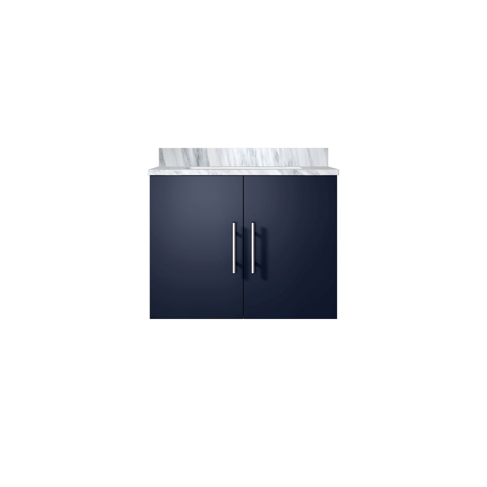 Geneva 24 in. W x 22 in. D Navy Blue Bath Vanity and Carrara Marble Top