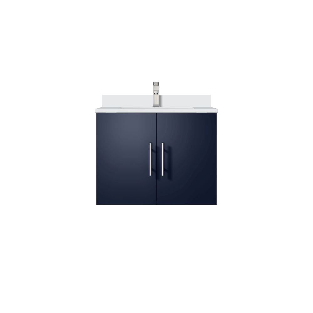 Geneva 24 in. W x 22 in. D Navy Blue Bath Vanity, Cultured Marble Top, and Faucet Set