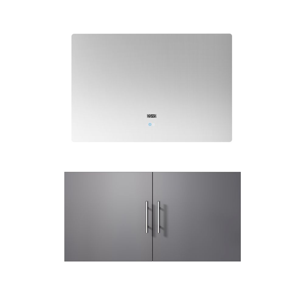 Geneva 36 in. W x 22 in. D Dark Grey Bath Vanity and 36 in. LED Mirror