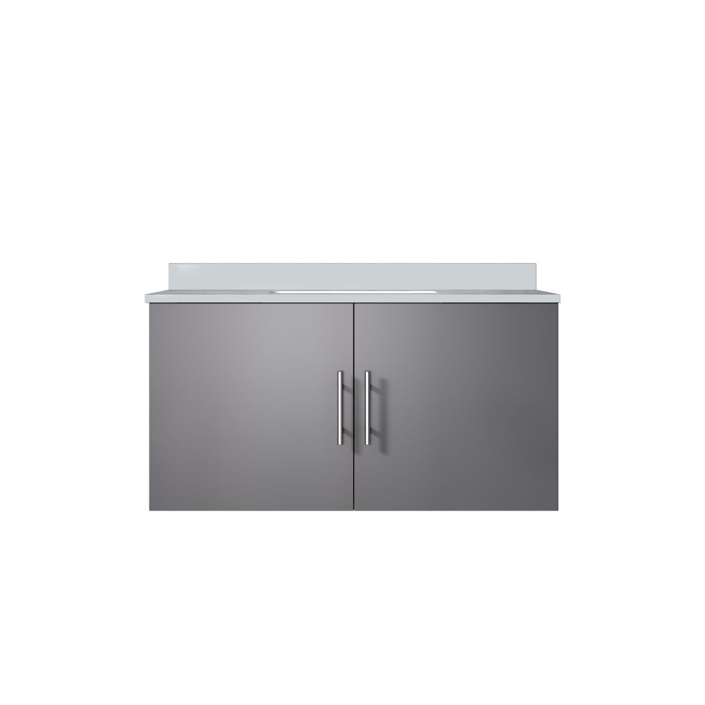 Geneva 36 in. W x 22 in. D Dark Grey Bath Vanity and White Quartz Top