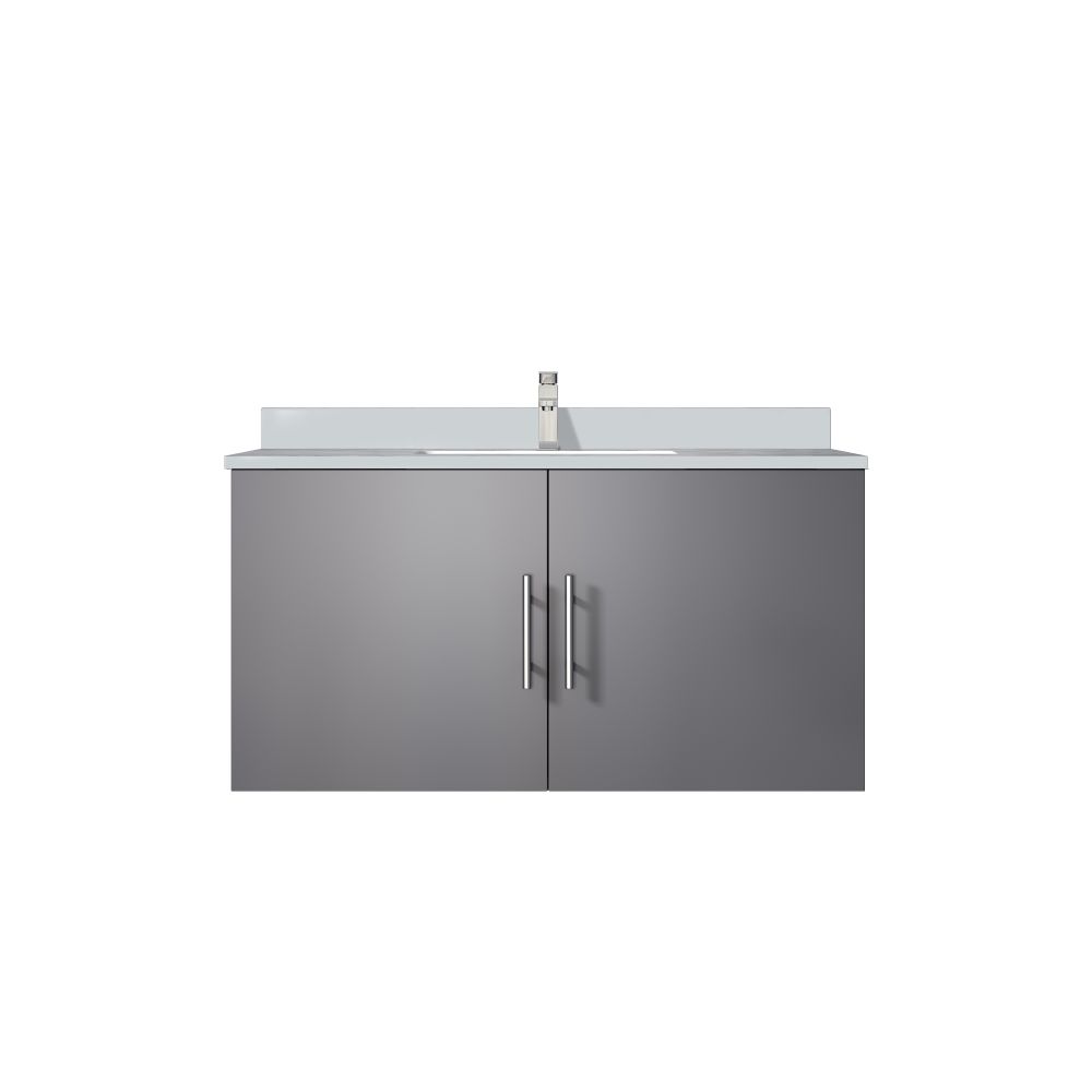 Geneva 36 in. W x 22 in. D Dark Grey Bath Vanity, Cultured Marble Top, and Faucet Set