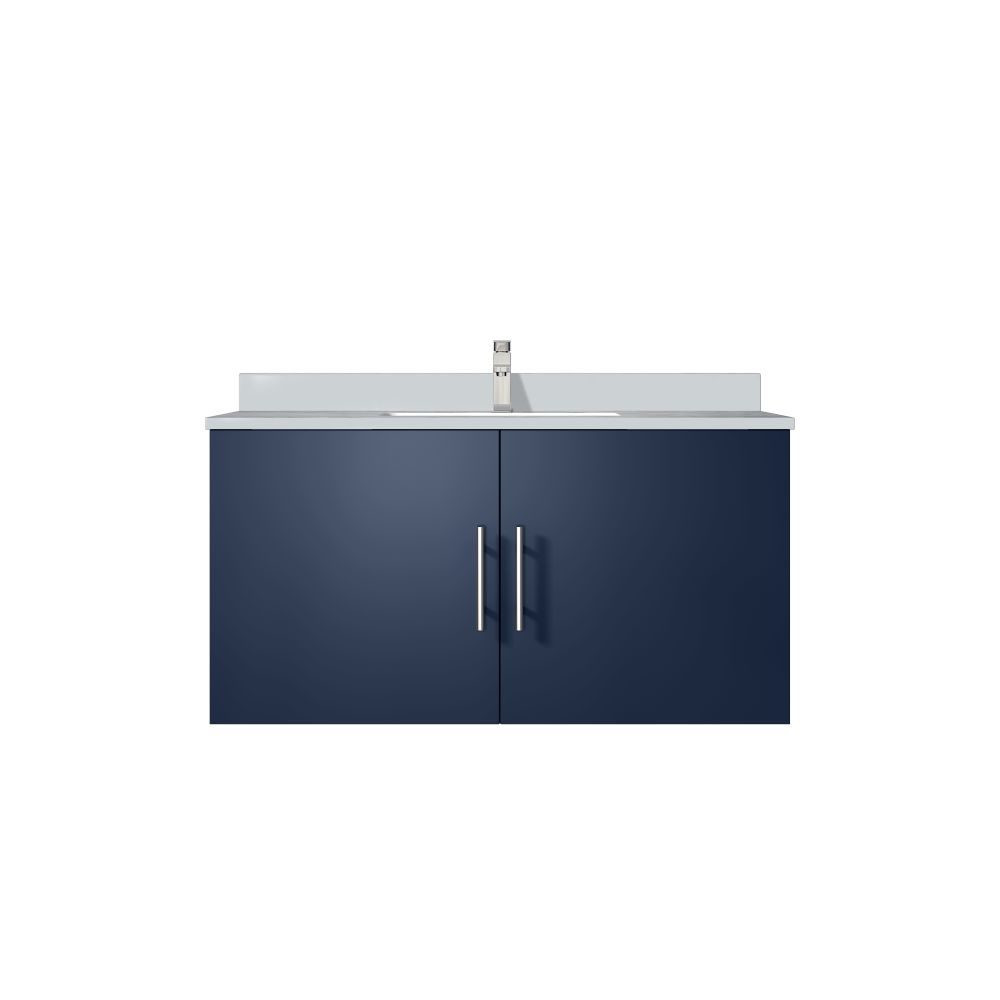 Geneva 36 in. W x 22 in. D Navy Blue Bath Vanity, Cultured Marble Top, and Faucet Set