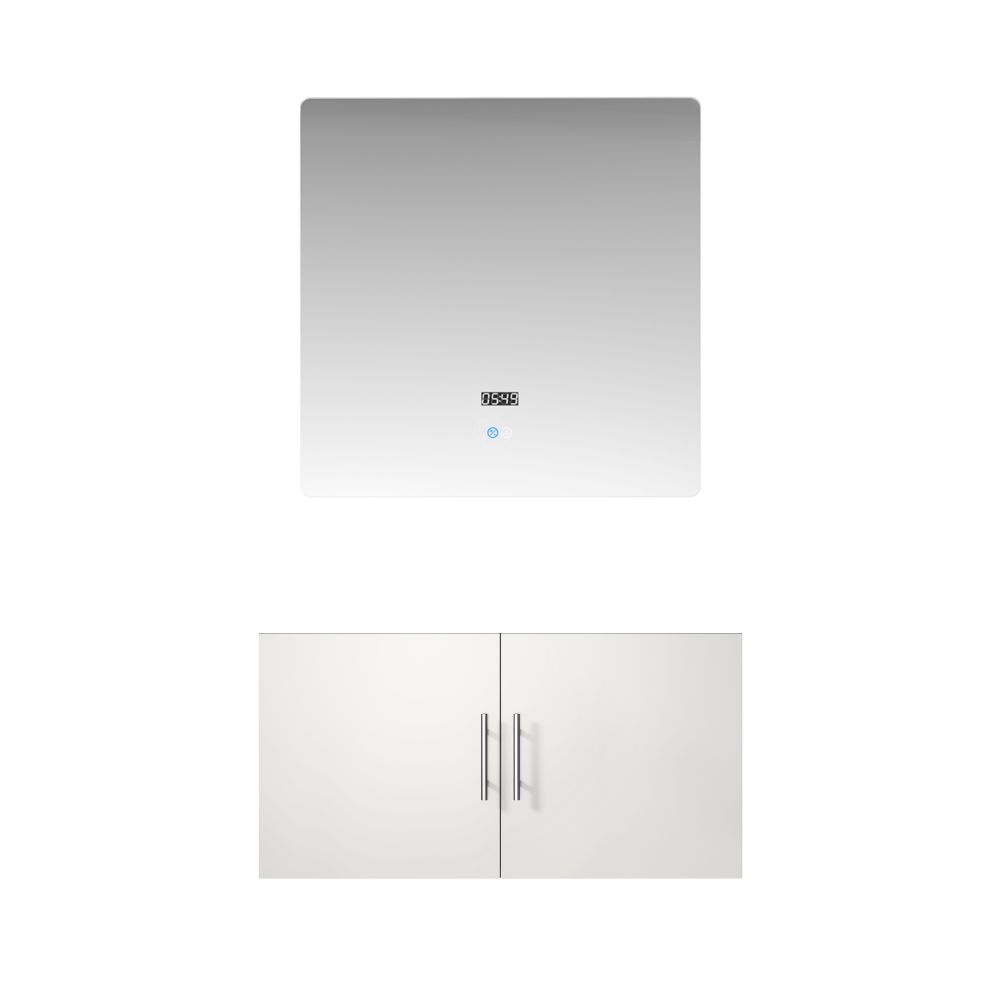 Geneva 36 in. W x 22 in. D Glossy White Bath Vanity and 36 in. LED Mirror