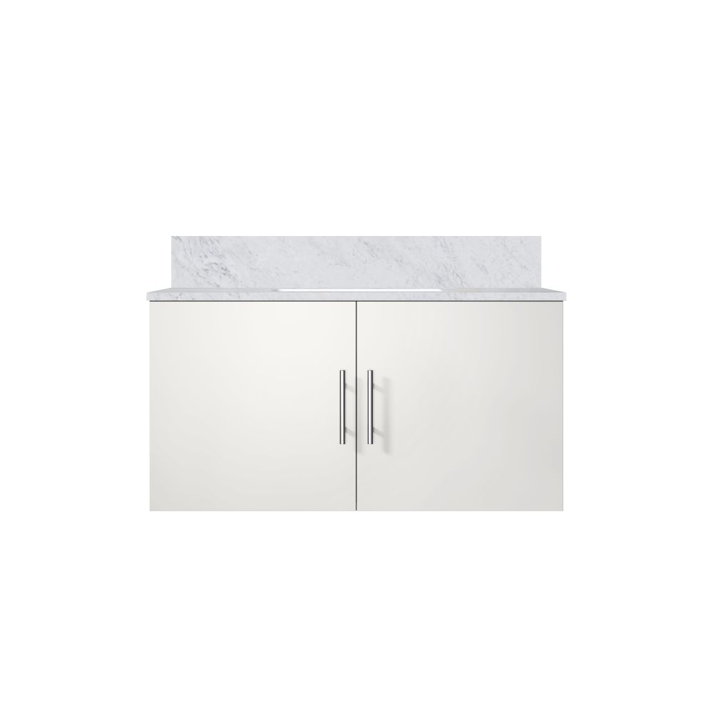 Geneva 36 in. W x 22 in. D Glossy White Bath Vanity and Carrara Marble Top