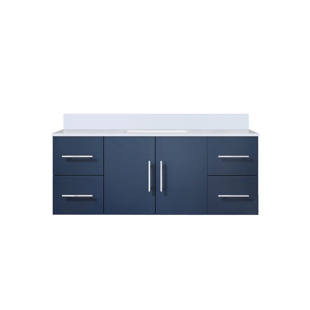 Geneva 48 in. W x 22 in. D Navy Blue Bath Vanity and Cultured Marble Top