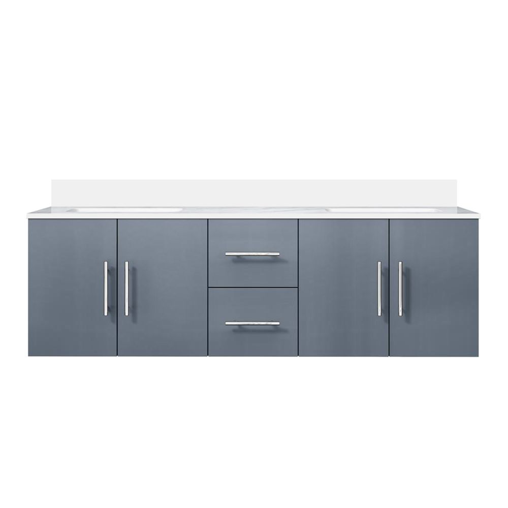 Geneva 60 in. W x 22 in. D Dark Grey Double Bath Vanity and Cultured Marble Top