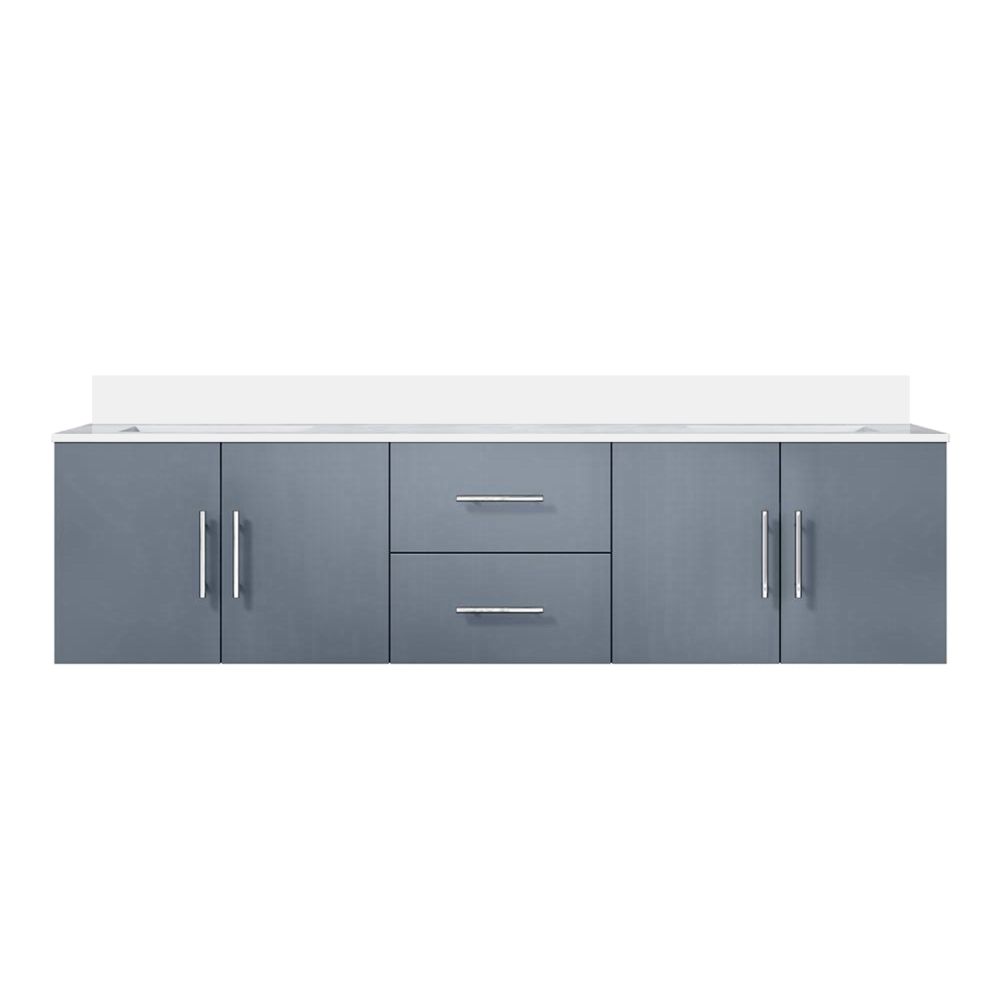 Geneva 72 in. W x 22 in. D Dark Grey Double Bath Vanity and Cultured Marble Top