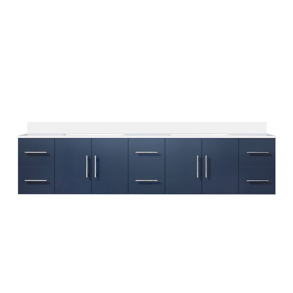 Geneva 84 in. W x 22 in. D Navy Blue Double Bath Vanity and Cultured Marble Top