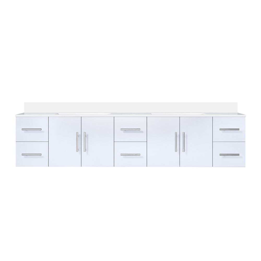 Geneva 84 in. W x 22 in. D Glossy White Double Bath Vanity and Cultured Marble Top