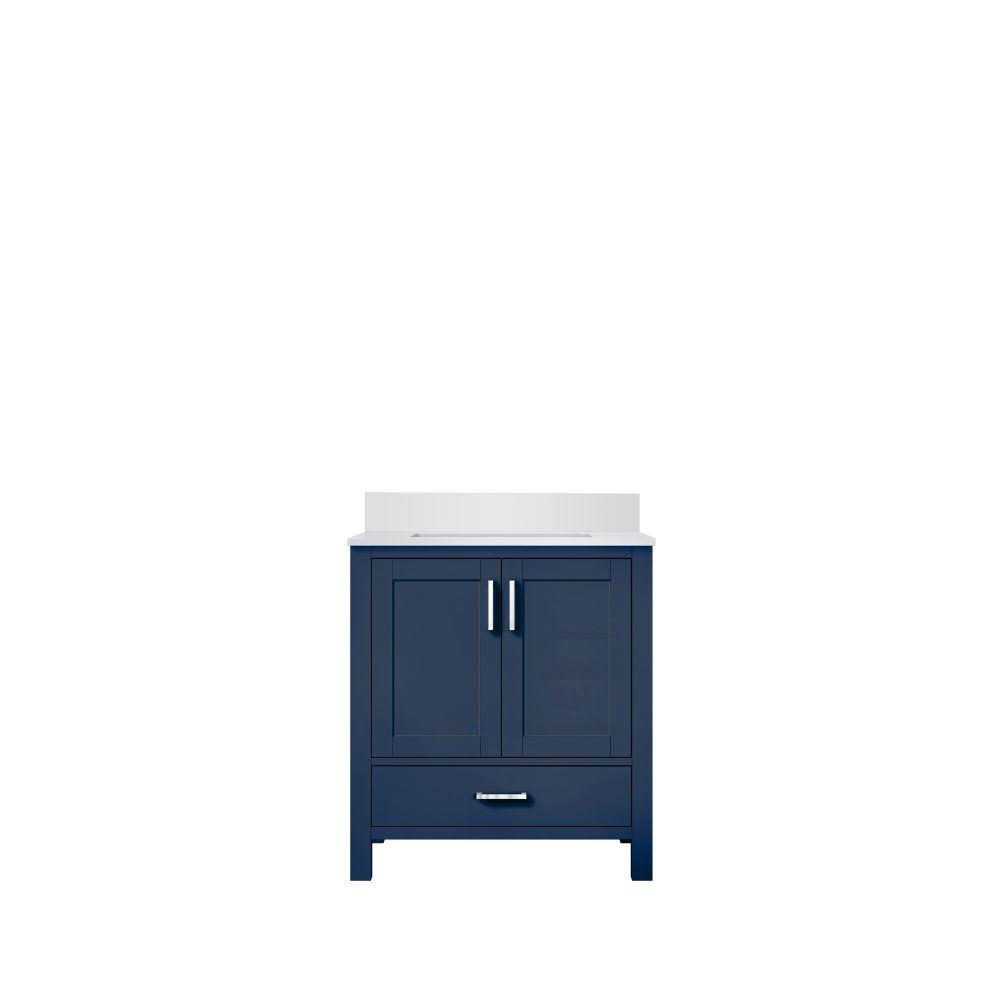 Jacques 30 in. W x 22 in. D Navy Blue Bath Vanity and White Quartz Top