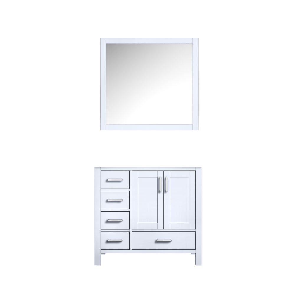 Jacques 36 in. W x 22 in. D Right Offset White Bath Vanity and 34 in. Mirrors