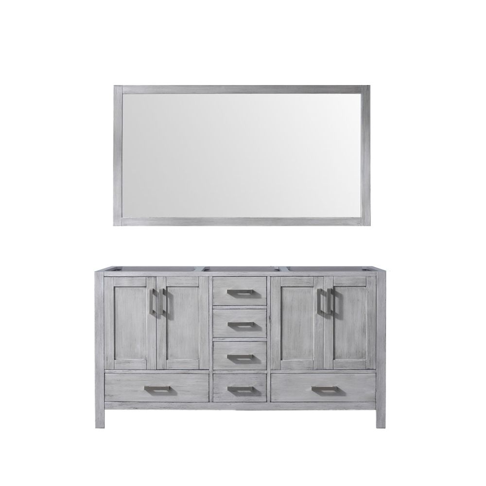 Jacques 60 in. W x 22 in. D Distressed Grey Double Bath Vanity and 58 in. Mirror