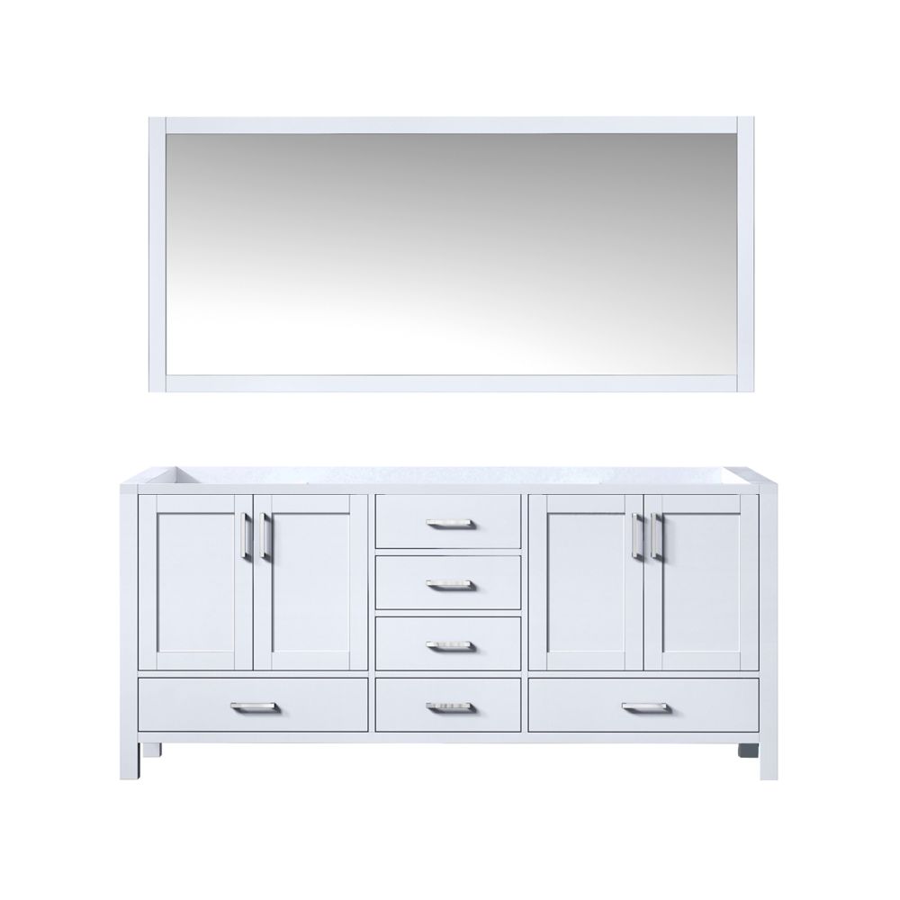 Jacques 72 in. W x 22 in. D White Double Bath Vanity and 28 in. Mirror