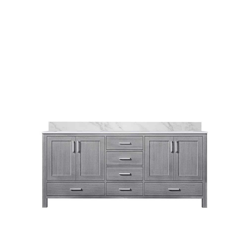 Jacques 72 in. W x 22 in. D Distressed Grey Double Bath Vanity and Carrara Marble Top