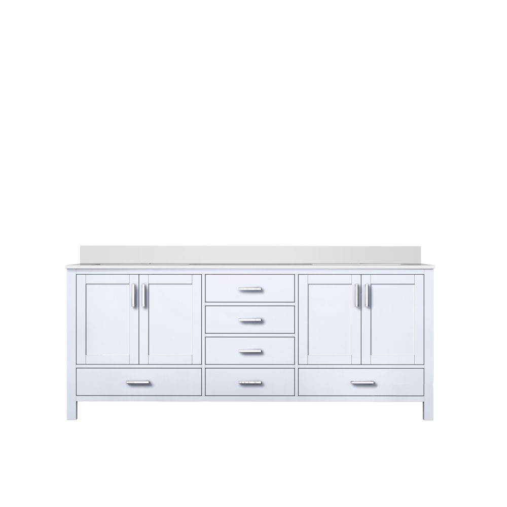 Jacques 80 in. W x 22 in. D White Double Bath Vanity and White Quartz Top