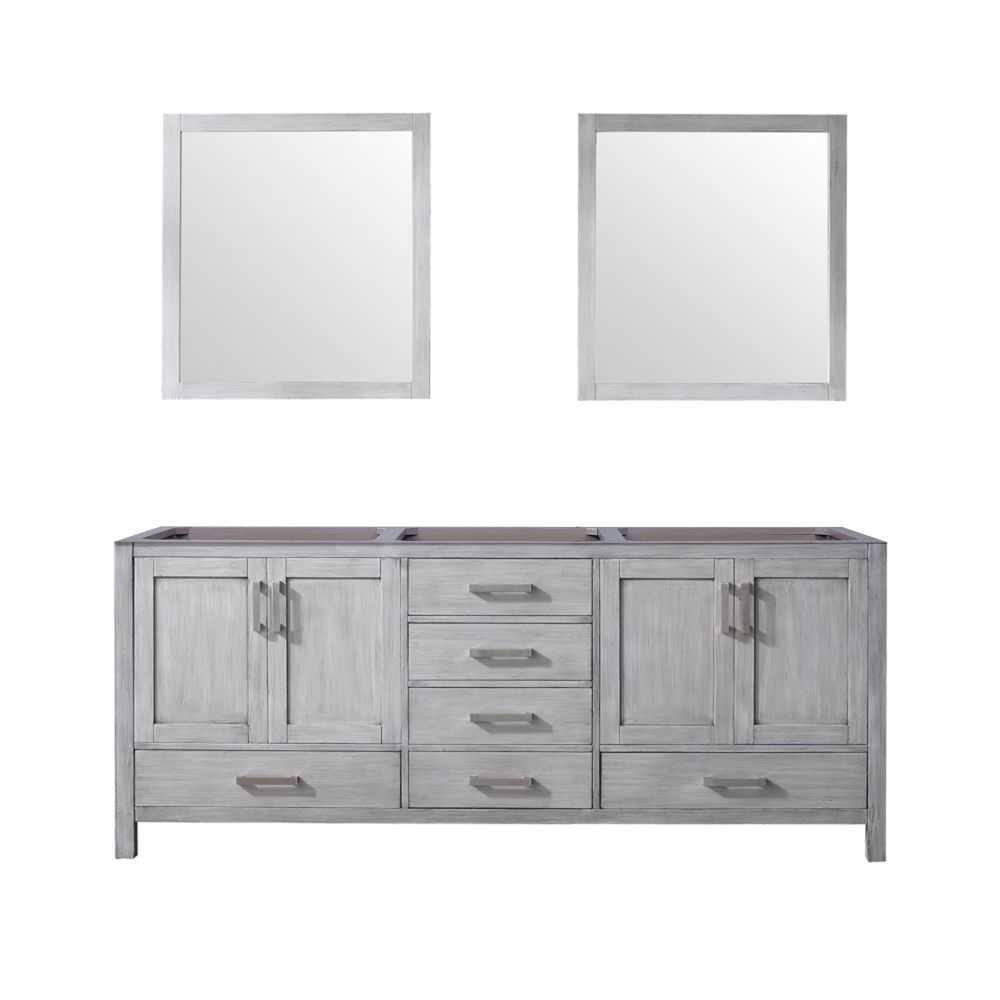 Jacques 80 in. W x 22 in. D Distressed Grey Double Bath Vanity and 30 in. Mirrors