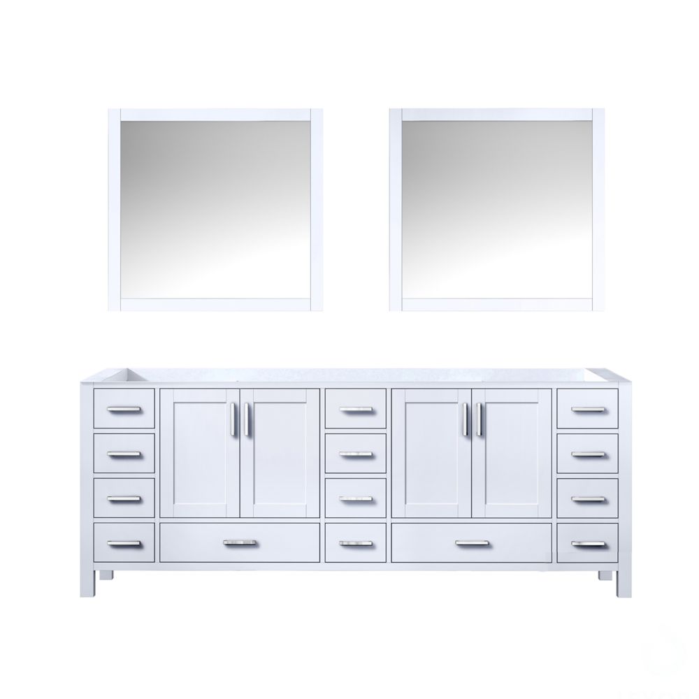 Jacques 84 in. W x 22 in. D White Double Bath Vanity and 34 in. Mirrors