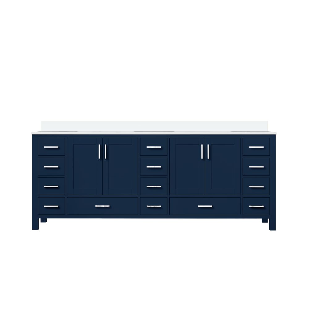 Jacques 84 in. W x 22 in. D Navy Blue Double Bath Vanity and White Quartz Top