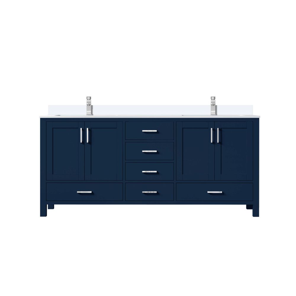 Jacques 72 in. W x 22 in. D Navy Blue Bath Vanity, Cultured Marble Top, and Faucet Set