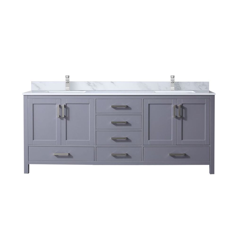 Jacques 80 in. W x 22 in. D Dark Grey Double Bath Vanity, Carrara Marble Top, and Faucet Set