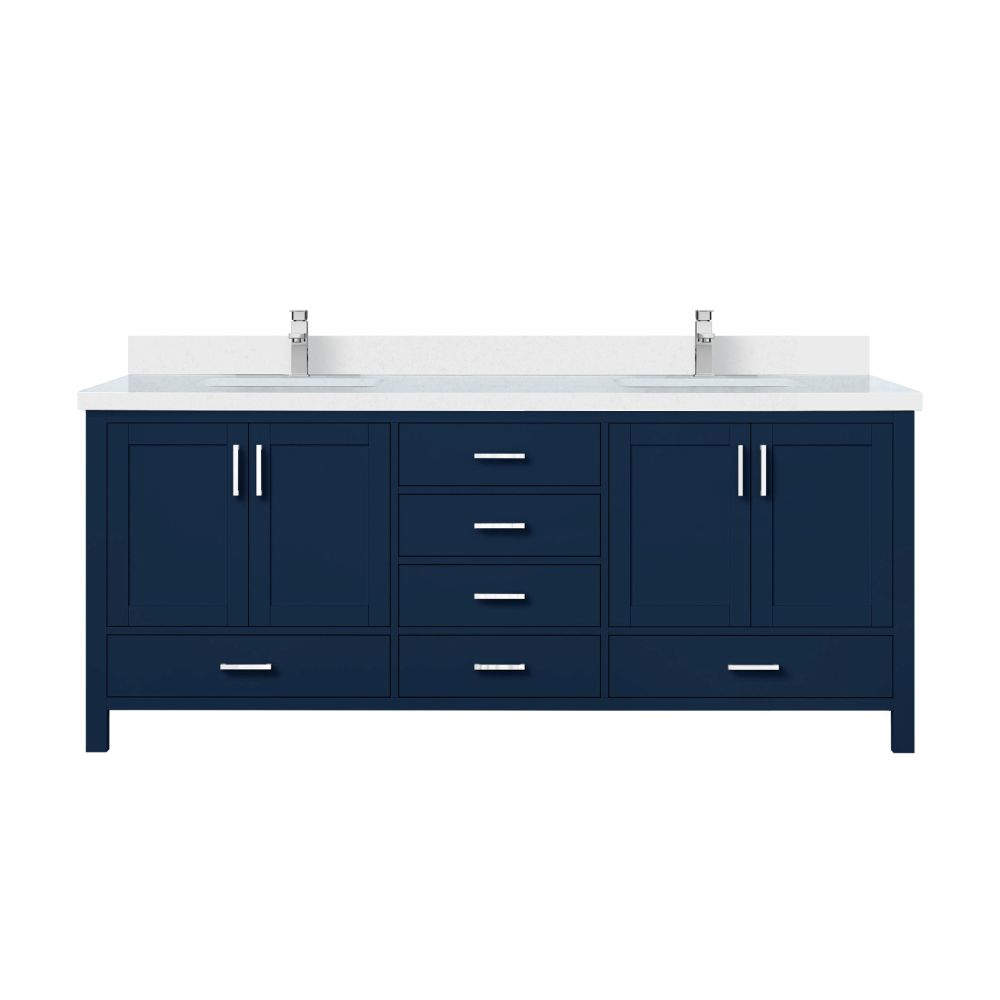 Jacques 80 in. W x 22 in. D Navy Blue Bath Vanity, Cultured Marble Top, and Faucet Set