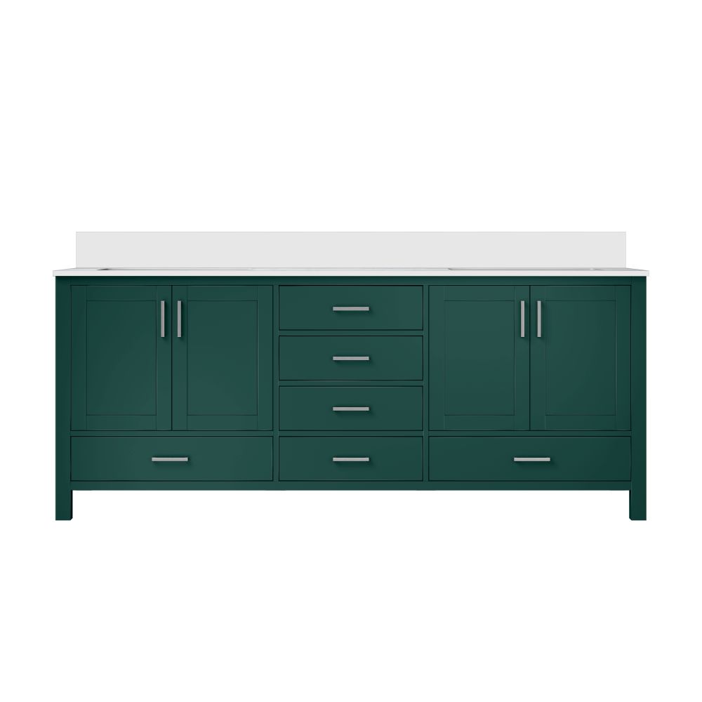 Jacques 80 in. W x 22 in. D Green Bath Vanity and Cultured Marble Top