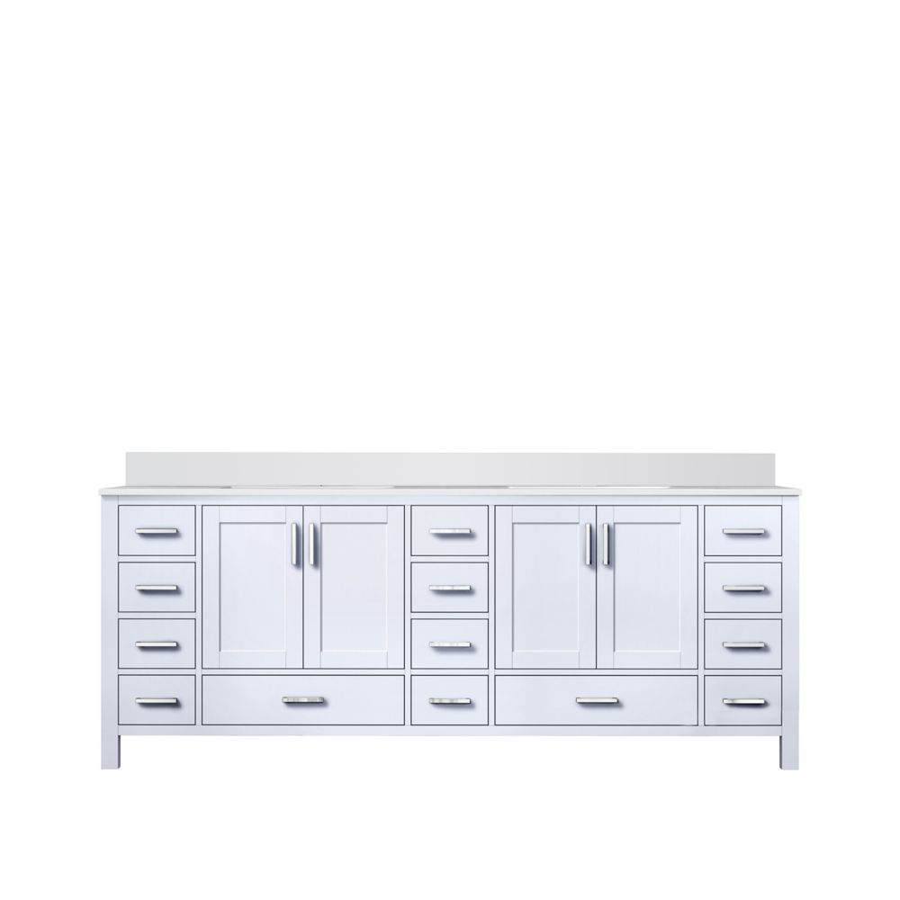 Jacques 84 in. W x 22 in. D White Bath Vanity and Cultured Marble Top