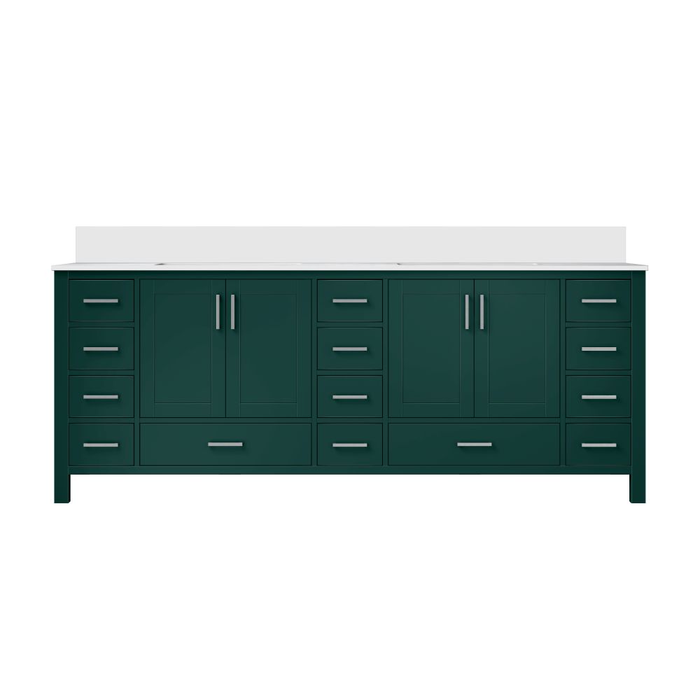Jacques 84 in. W x 22 in. D Green Bath Vanity and Cultured Marble Top