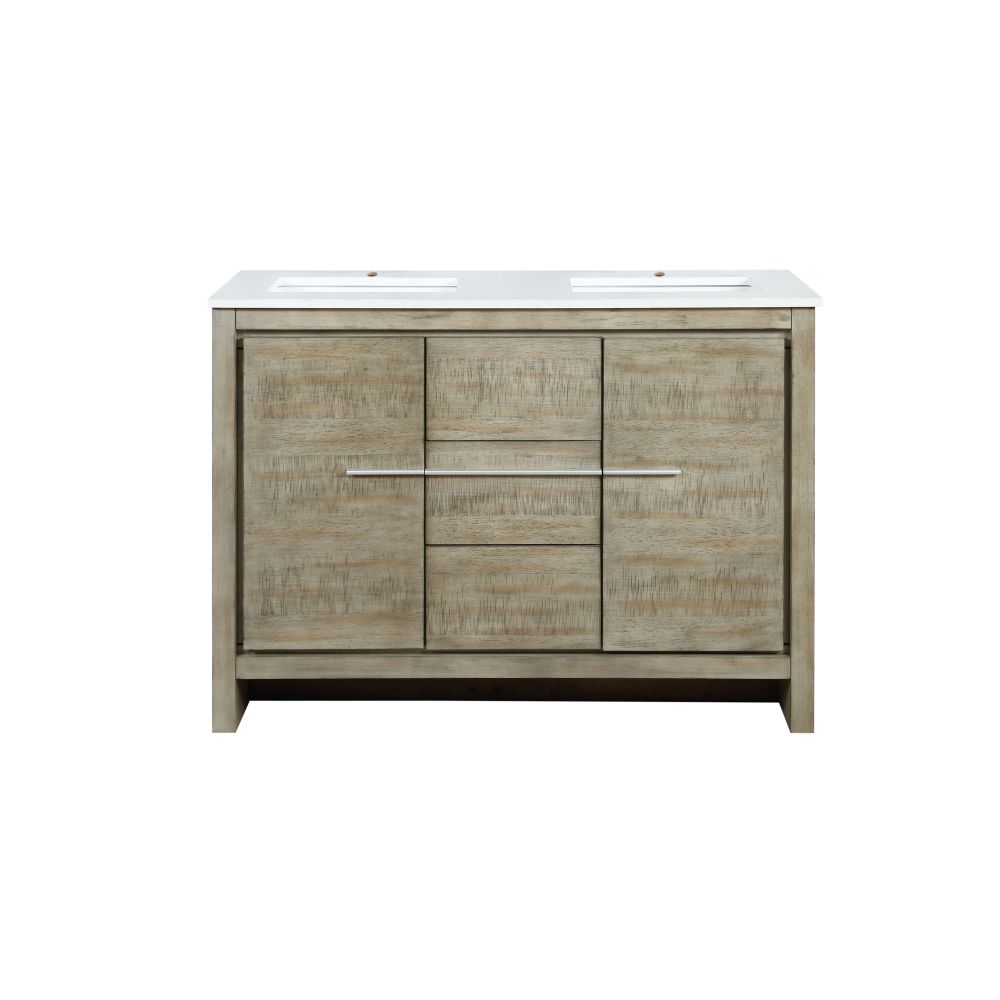 Lafarre 48 in W x 20 in. D Rustic Acacia Double Bath Vanity and White Quartz Top