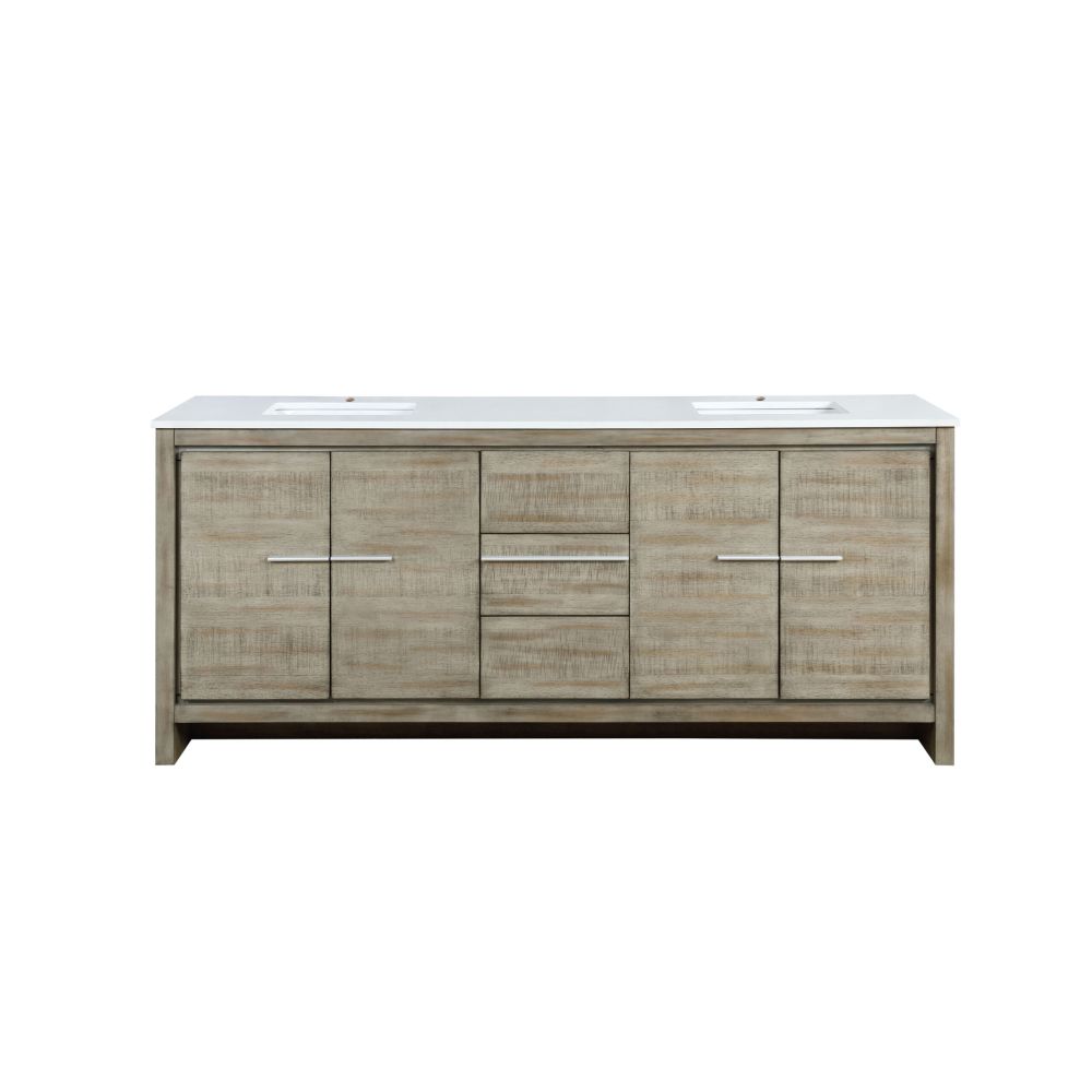 Lafarre 80 in W x 20 in. D Rustic Acacia Double Bath Vanity and White Quartz Top
