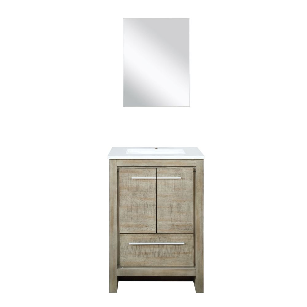 Lafarre 24 in W x 20 in. D Rustic Acacia Bath Vanity, Cultured Marble Top and 18 in Mirror