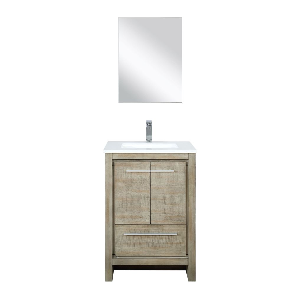 Lafarre 24 in W x 20 in. D Rustic Acacia Bath Vanity, Cultured Marble Top, Chrome Faucet Set and 18 in Mirror