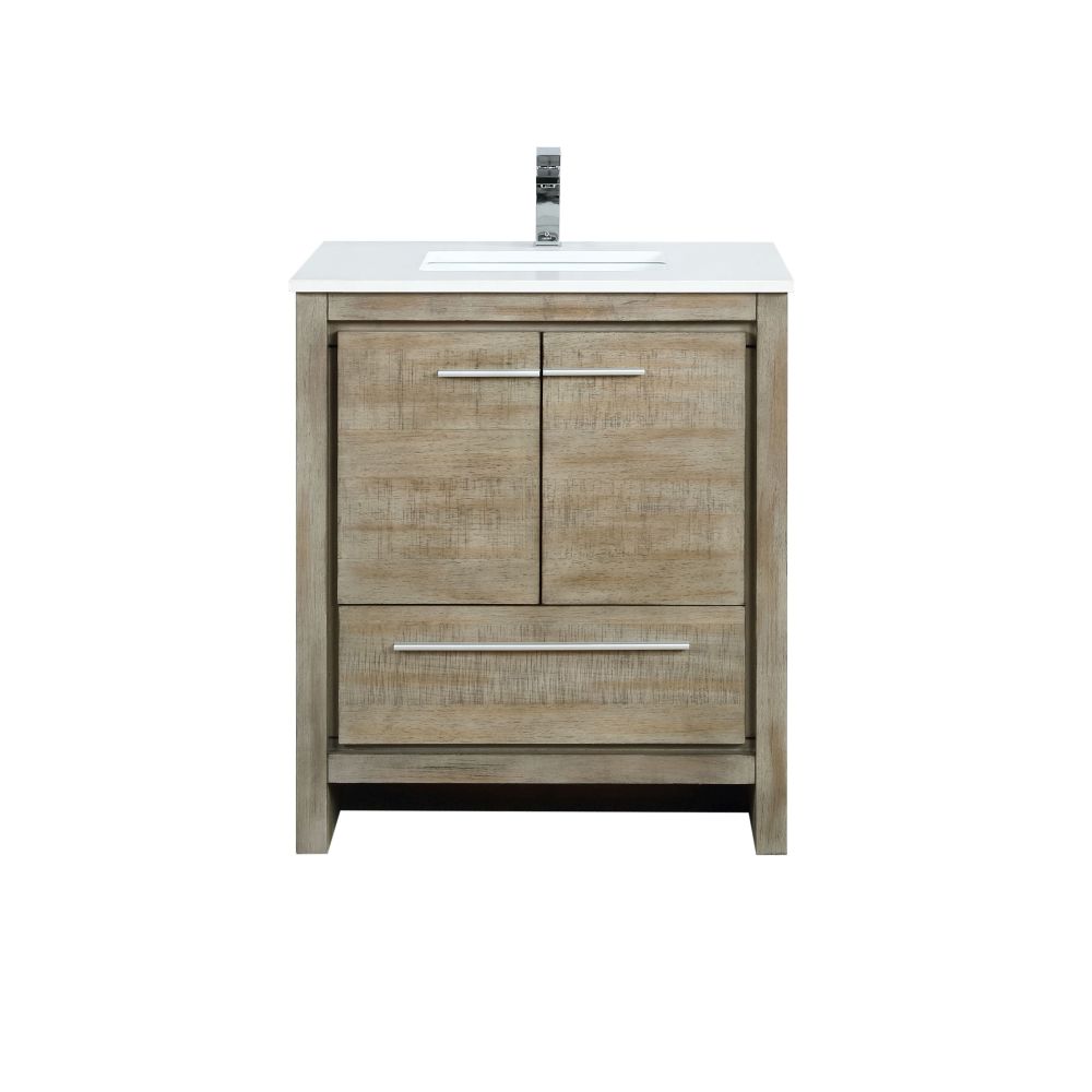 Lafarre 30 in W x 20 in. D Rustic Acacia Bath Vanity, Cultured Marble Top and Chrome Faucet Set