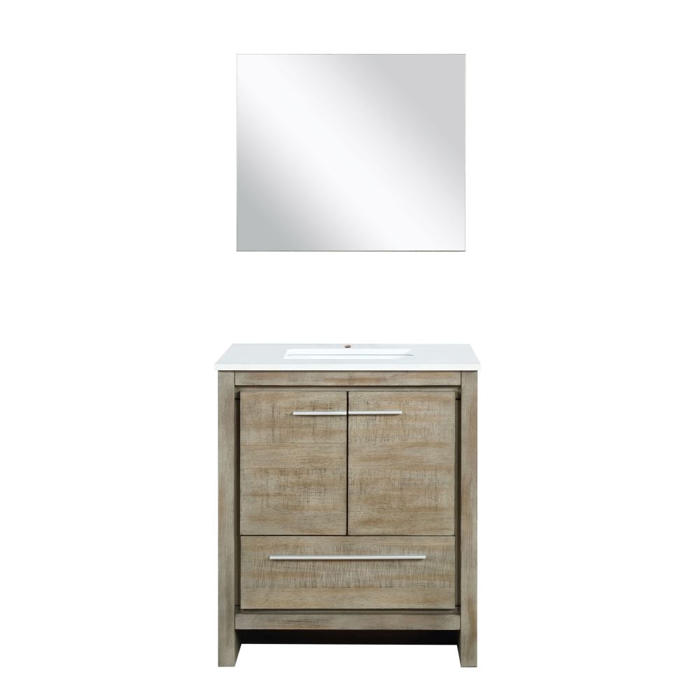Lafarre 30 in W x 20 in. D Rustic Acacia Bath Vanity, Cultured Marble Top and 28 in Mirror
