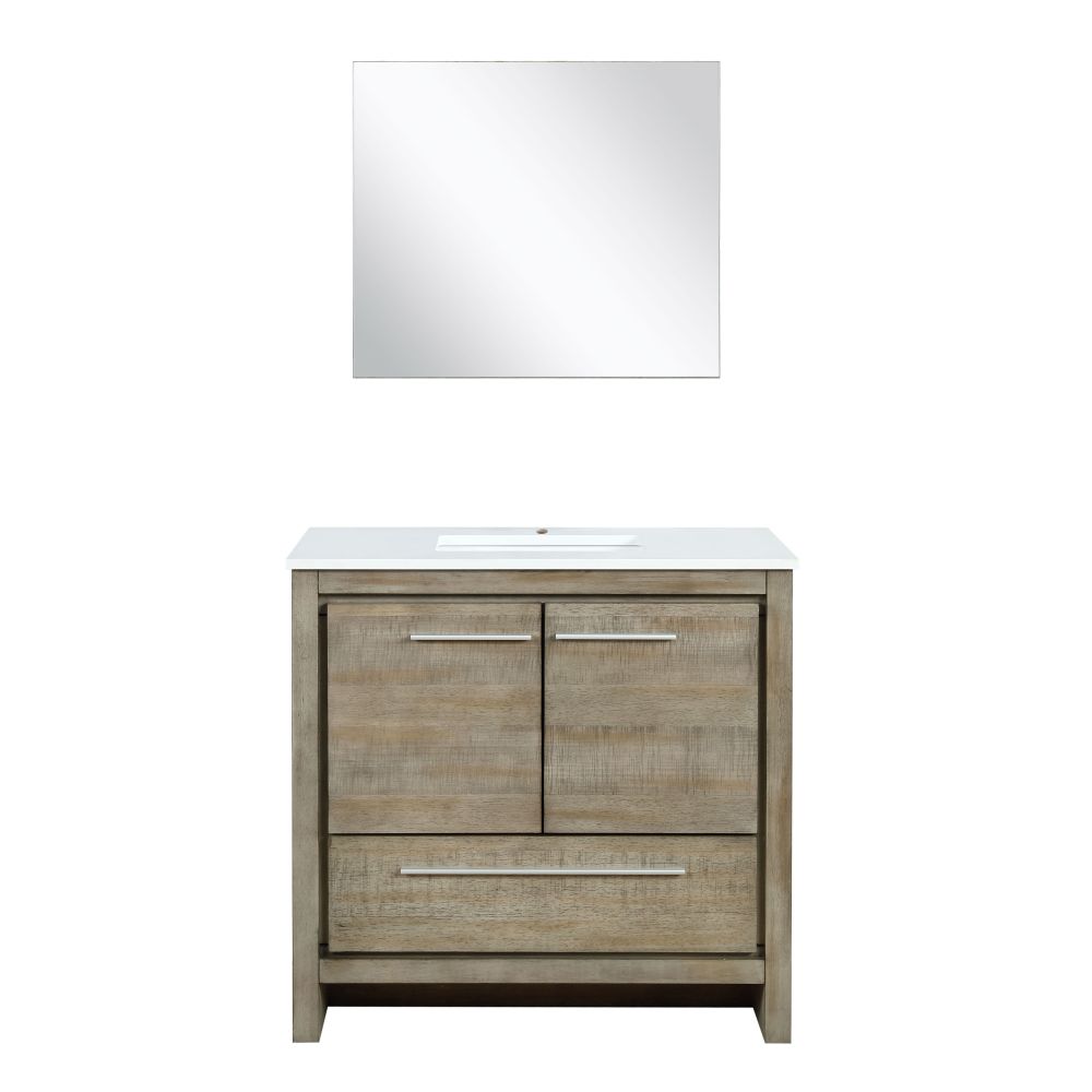 Lafarre 36 in W x 20 in. D Rustic Acacia Bath Vanity, Cultured Marble Top and 28 in Mirror