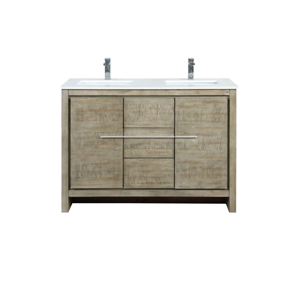 Lafarre 48 in W x 20 in. D Rustic Acacia Double Bath Vanity, Cultured Marble Top and Chrome Faucet Set