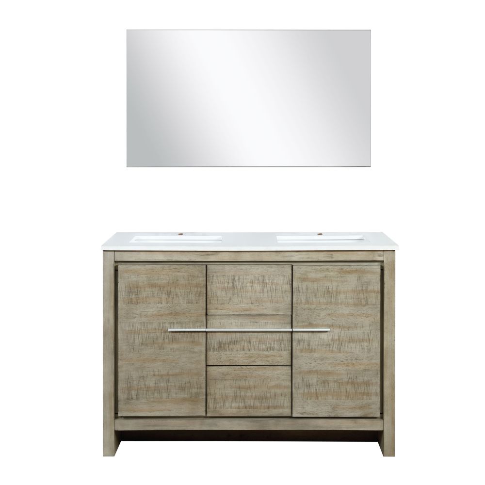 Lafarre 48 in W x 20 in. D Rustic Acacia Double Bath Vanity, Cultured Marble Top and 43 in Mirror
