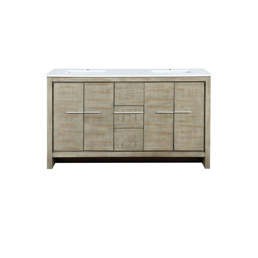 Lafarre 60 in W x 20 in. D Rustic Acacia Double Bath Vanity and Cultured Marble Top