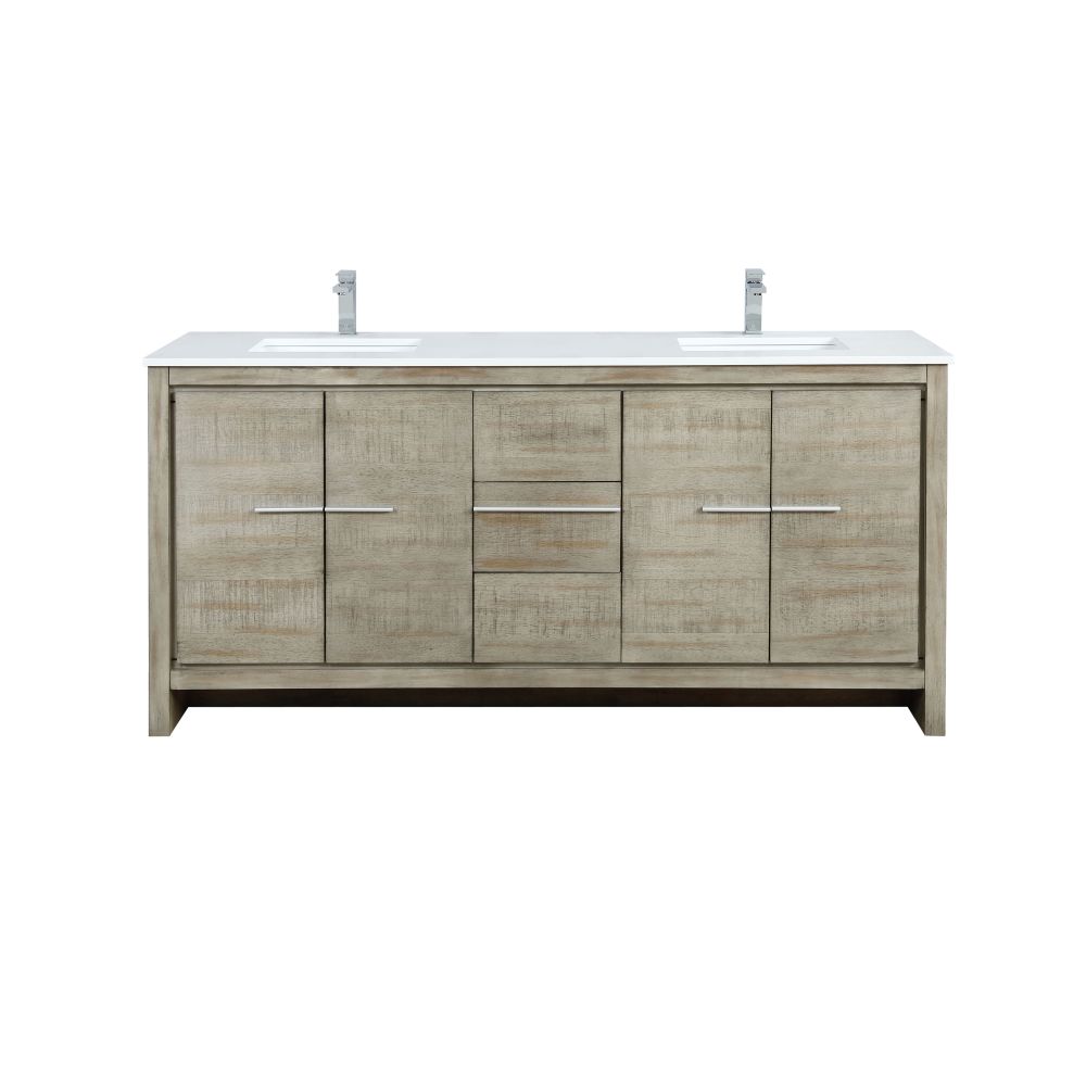 Lafarre 72 in W x 20 in. D Rustic Acacia Double Bath Vanity, Cultured Marble Top and Chrome Faucet Set
