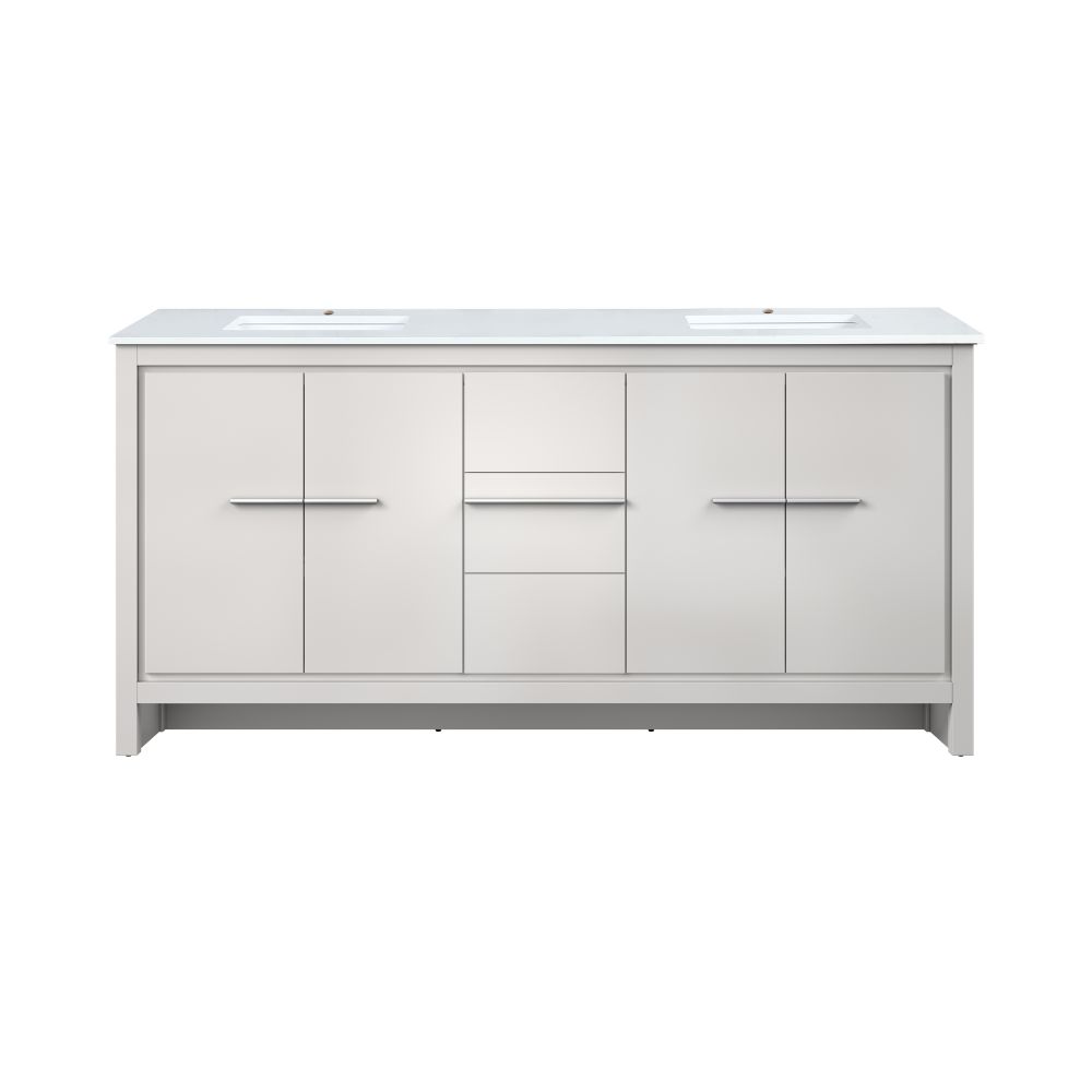 Lafarre 72 in W x 20 in. D White Double Bath Vanity and Cultured Marble Top